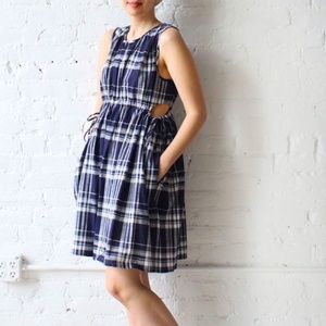 Caron Callahan Blue Plaid Timor Dress Size Small